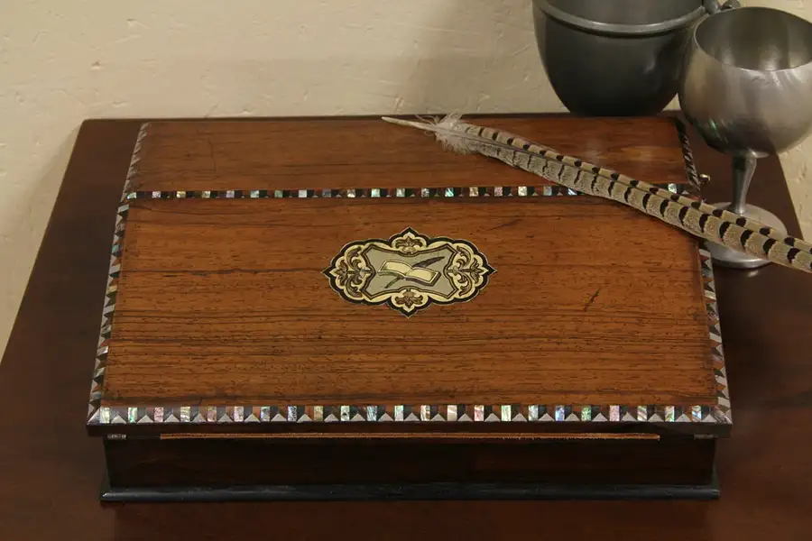 Main image of Rosewood & Pearl Laptop Writing Desk, c.1890