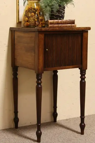Main image of Nightstand, Pedestal or Bedside Table, Tambour Door