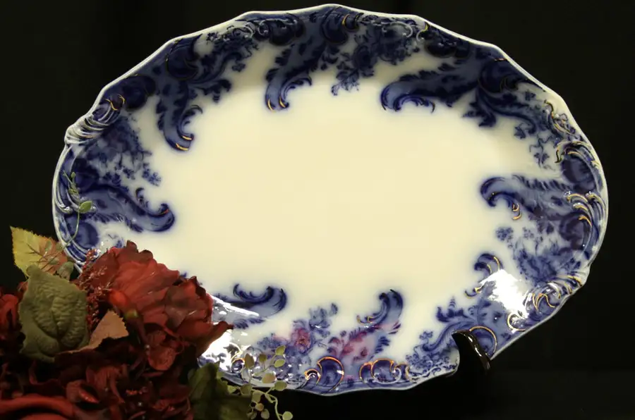 Main image of Flow Blue Argyle Pattern by Grindley 15" Platter