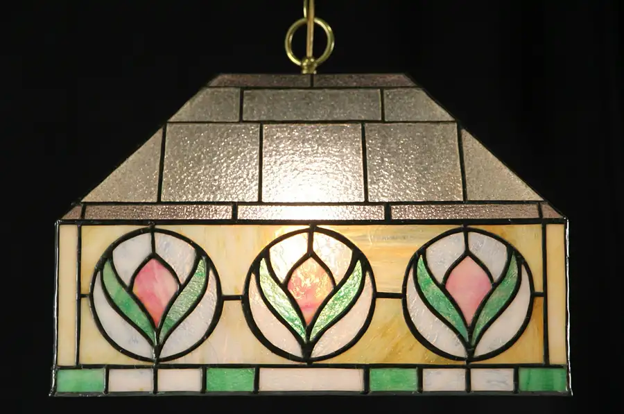 Main image of Stained Glass Leaded 1920 Antique Light Fixture