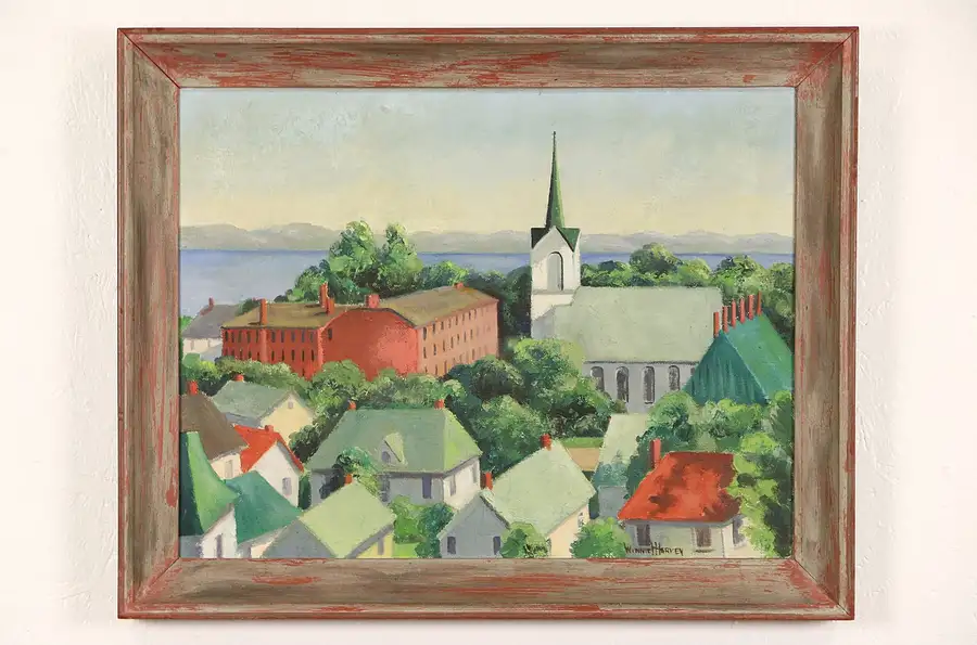 Main image of Harbor Springs MI Original Oil Painting, Signed Winnie Harvey 1950