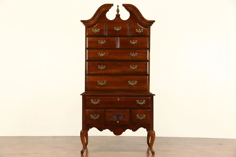 Main image of Cherry Vintage Traditional Tall Chest on Chest or Highboy, Signed American Drew