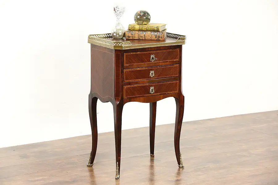 Main image of French Antique Rosewood Chairside Chest, Lamp or End Table, Nightstand
