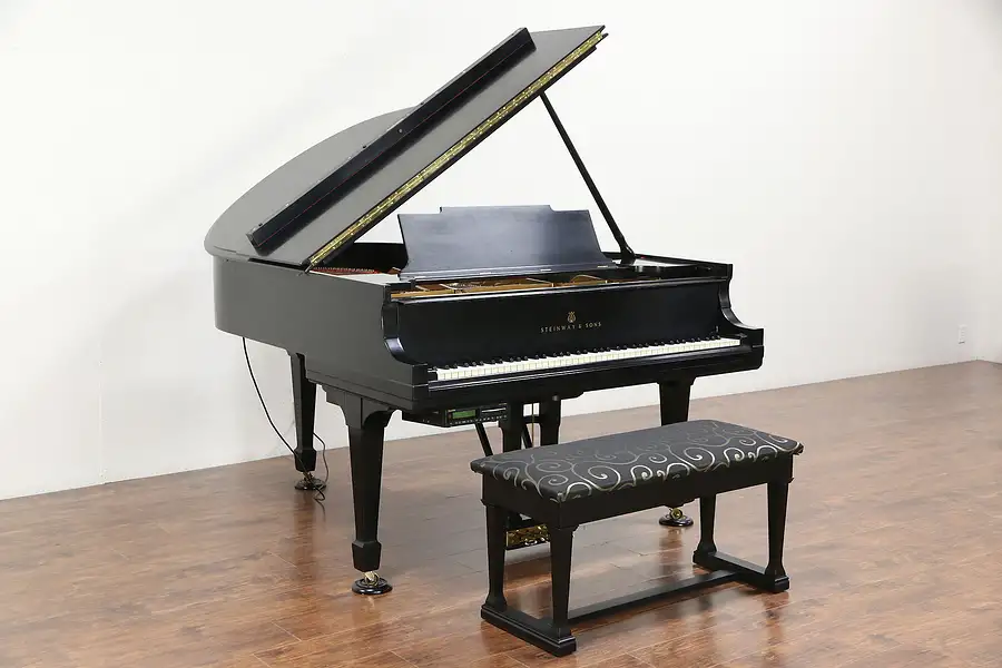 Main image of Steinway Model M 5' 7" Satin Ebony Grand Piano, 1922, Rebuilt, PianoDisc Player