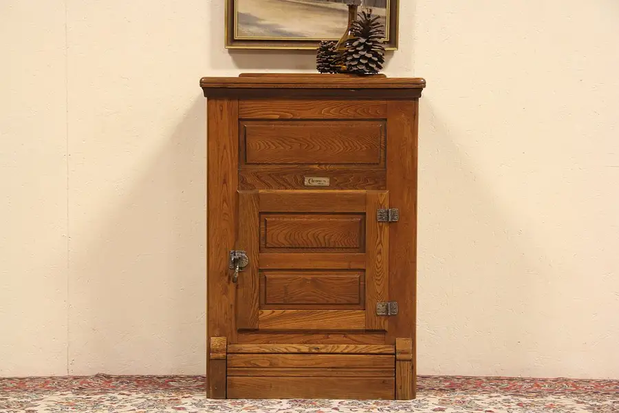Main image of Crown Oak 1900 Antique Icebox, Raised Panel Doors