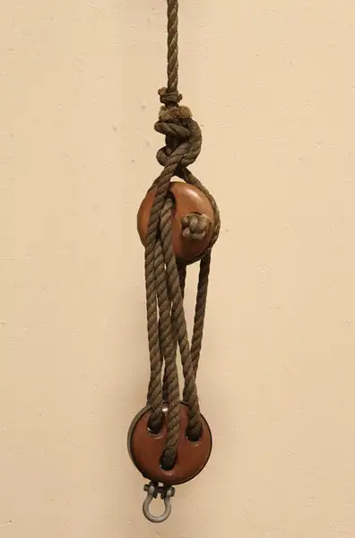 Main image of Pair of Ship Sail Rigging Nautical Pulleys & Rope