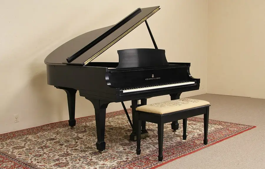 Main image of Steinway M Ebony 1965 Vintage 5' 6" Grand Piano & Bench