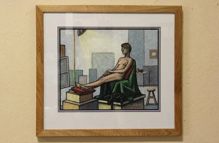 Main image of Original Bodden Oil Pastel 2010 Reclining Female Nude