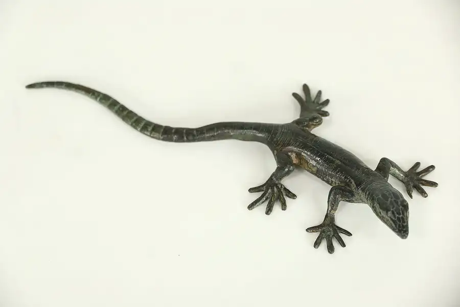 Main image of Bronze Antique Sculpture of a Chamelion Lizard