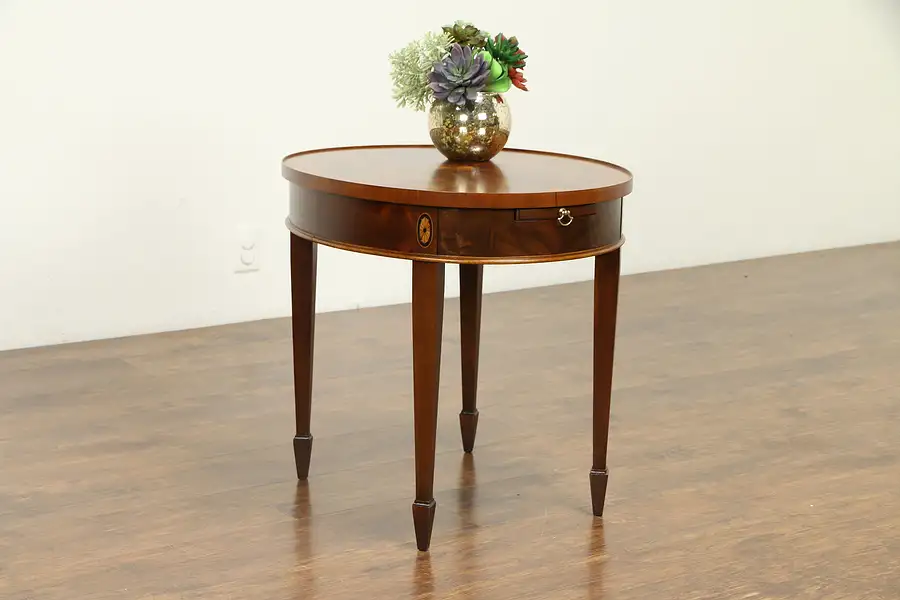 Main image of Hekman Vintage Mahogany Oval Tea, Lamp or Coffee Table, Medallions