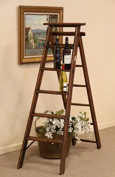 Main image of English Antique Library, Wine Cellar Ladder