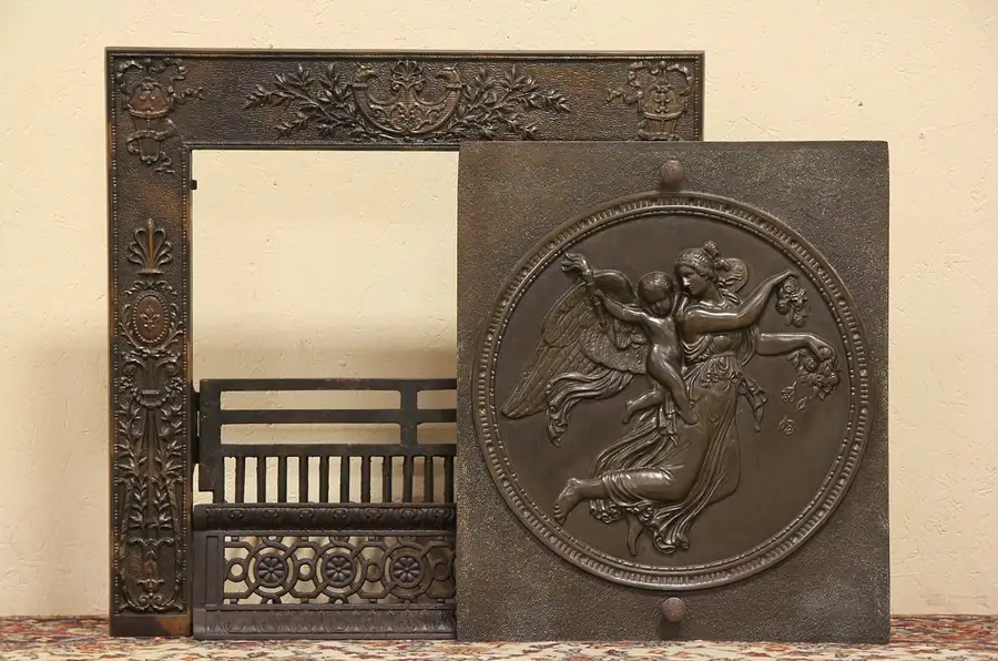 Main image of Iron Fireplace Insert & Angel Summer Cover
