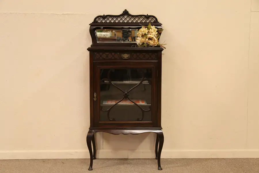 Main image of Art Nouveau Antique Carved Music Cabinet
