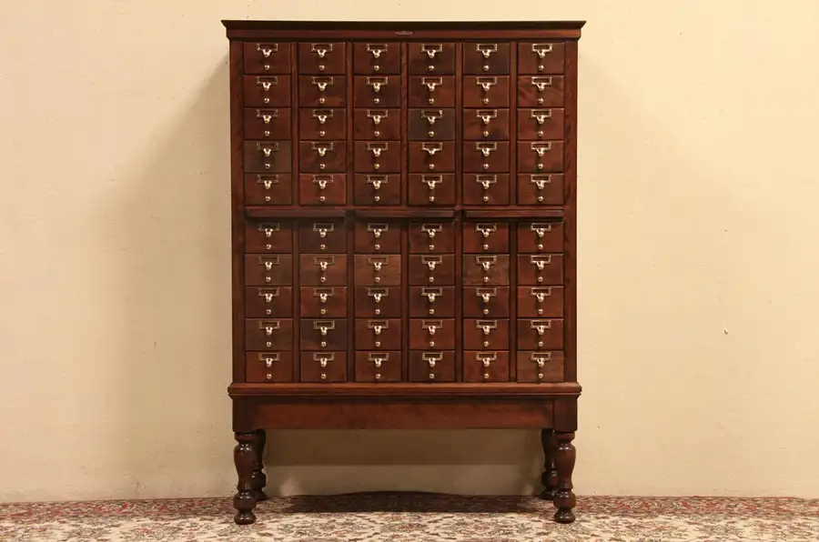 Main image of Library 60 Drawer 1925 Remington Card File or Collector Cabinet