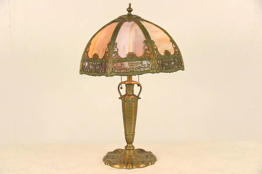 Main image of Lamp with Stained Glass Shade, 1915 Antique