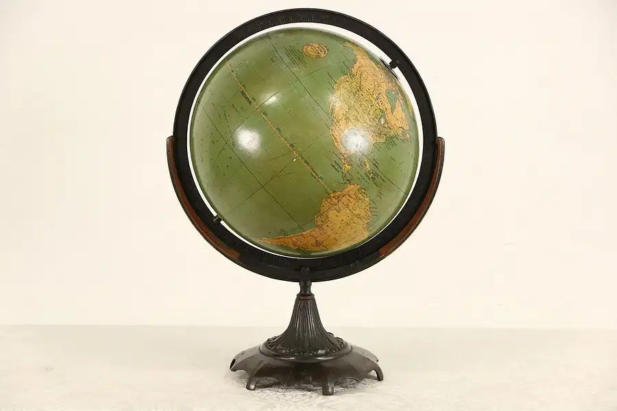 Main image of Globe of the World & Stand, 1900 Antique Signed Johnston of Edinburgh, Scotland