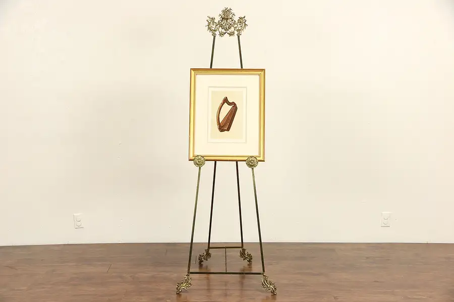Main image of Brass Vintage Picture Easel with Angels, Adjustable Rests