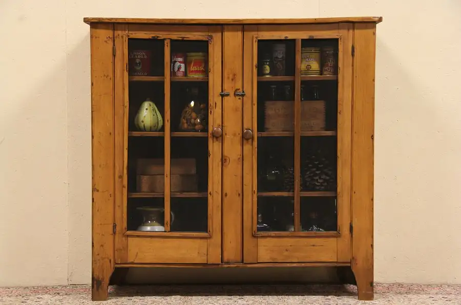 Main image of Country Pine 1890's Antique Pie Safe Cupboard, Screen Panels