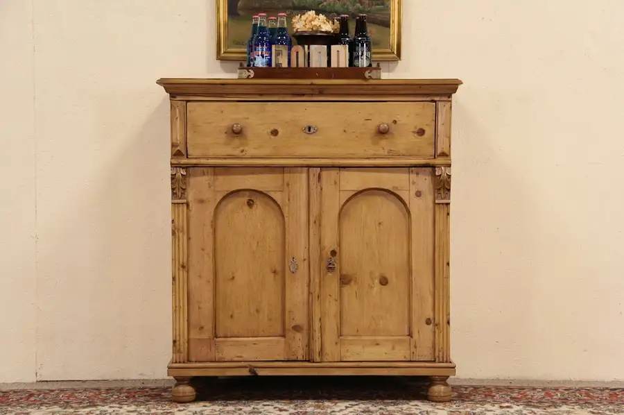 Main image of Country Pine Austrian 1880 Antique Sideboard or Server