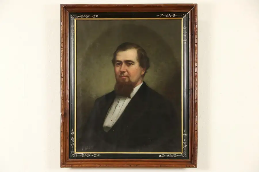 Main image of Portrait of a Gentleman, Framed Original Oil on Canvas Signed F M Pebbles, 1873