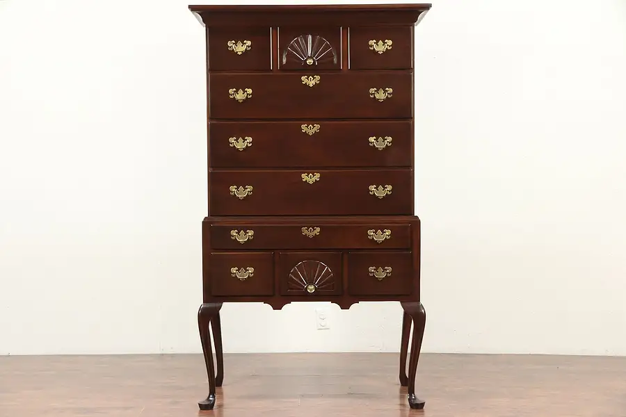 Main image of Mahogany Vintage Highboy or Chest on Chest, Signed Howerton