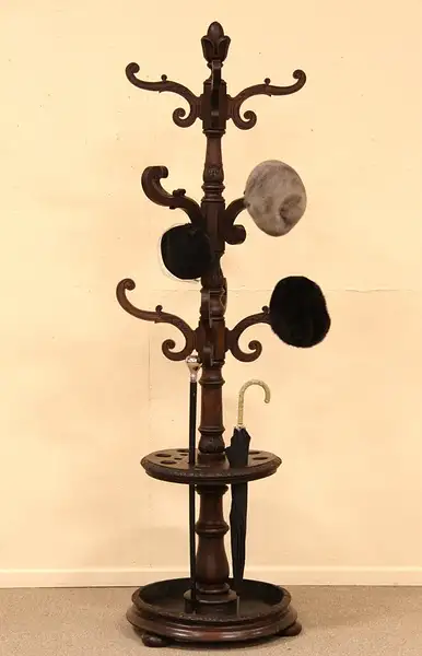 Main image of Victorian Carved Oak Hall Stand, Coat or Hat Tree