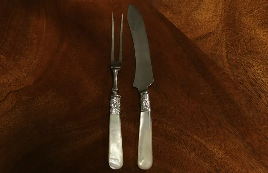 Main image of Sheffield Mother of Pearl & Silver Antique Carving Set