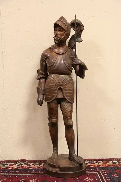 Main image of Knight Sculpture, Bois Guilbert 1900 Antique Terracotta Statue