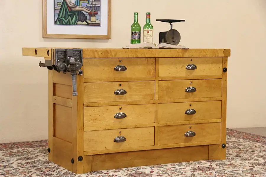 Main image of Workbench or Antique 1925 Counter, Maple Kitchen Island