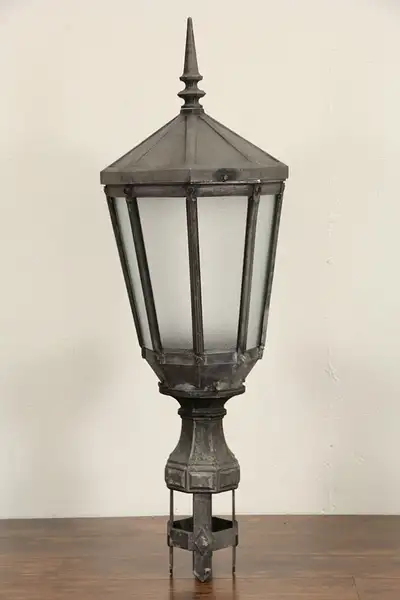 Main image of New York City Salvage 1920's Antique Street Light Lamp or Lantern, Signed King