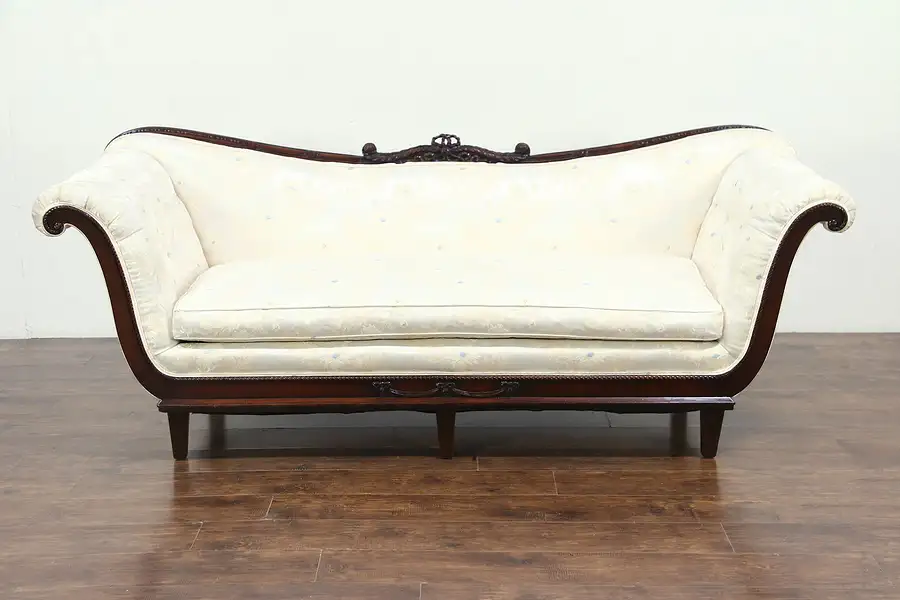 Main image of Regency 1950 Vintage Carved Mahogany Sofa