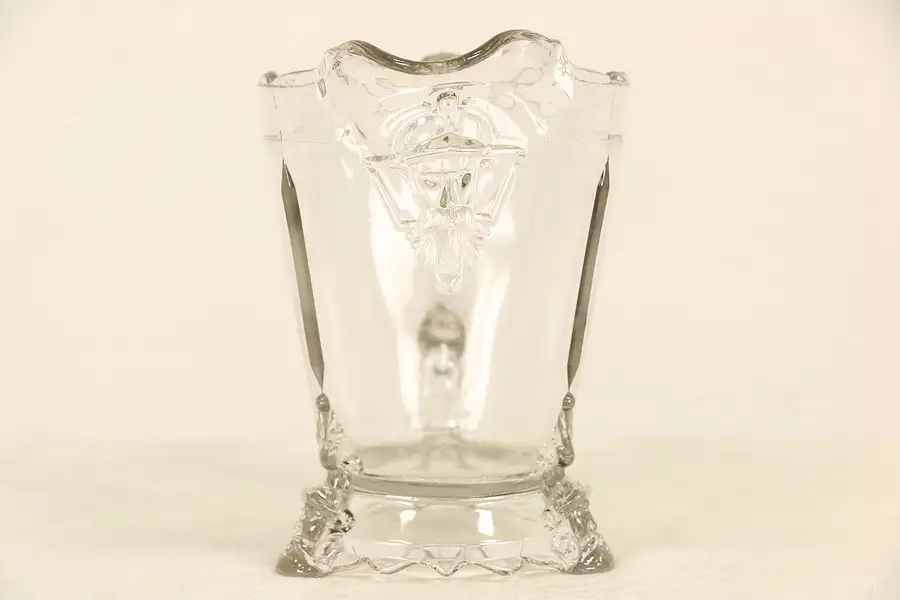 Main image of Hobbs Brockunier Bearded Head Viking Glass Antique Pitcher
