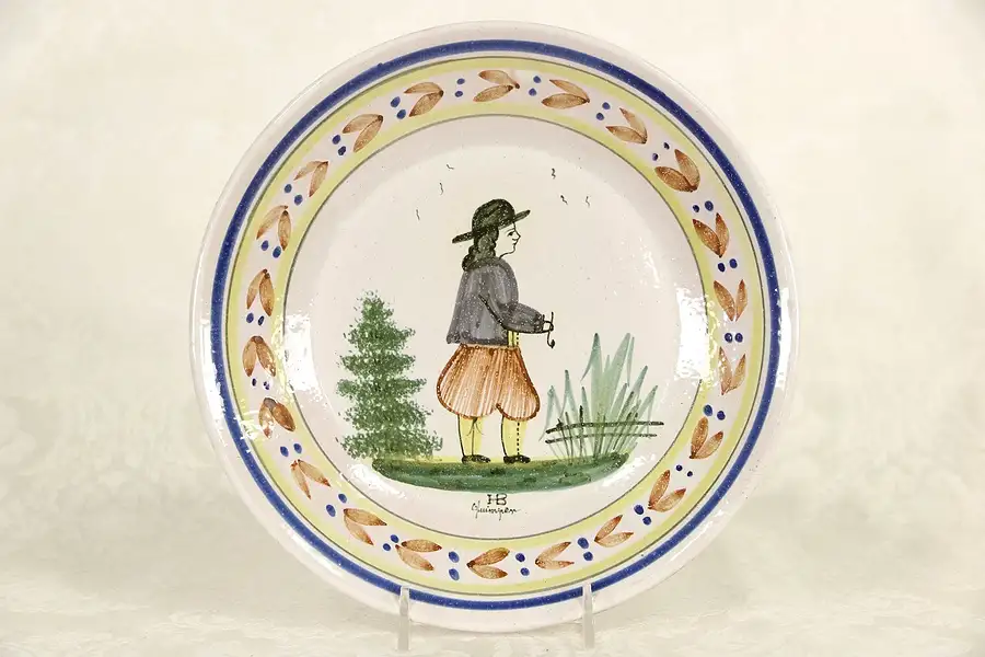 Main image of Quimper Serving Bowl or Soup Plate, Hand Painted & Signed, Brittany, France