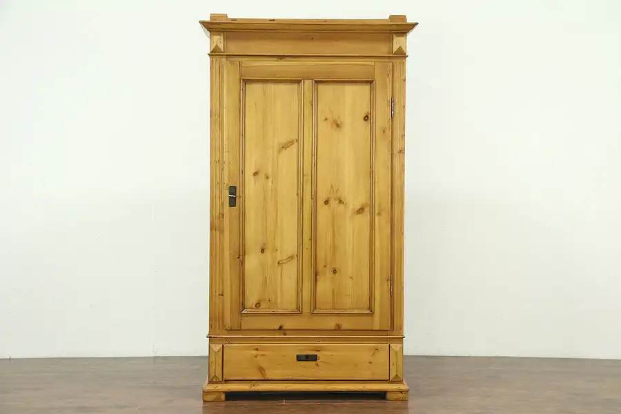 Main image of Country Pine Antique 1890 Armoire, Wardrobe or Closet, Bohemia