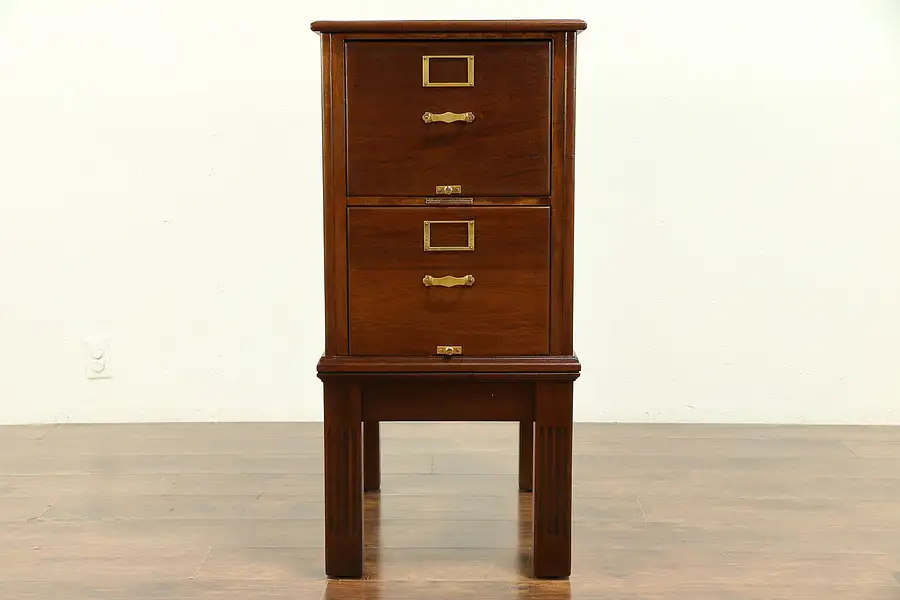 Main image of Mahogany 2 Drawer Antique File Cabinet, Carnegie Library Bureau