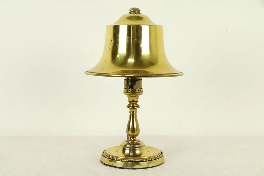 Main image of Brass Antique 1920's Desk Lamp, Bell Shape Shade