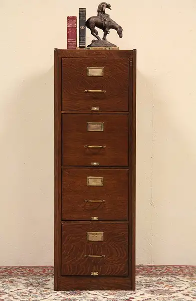 Main image of Shaw Walker Antique 1915 Oak 4 Drawer File Cabinet
