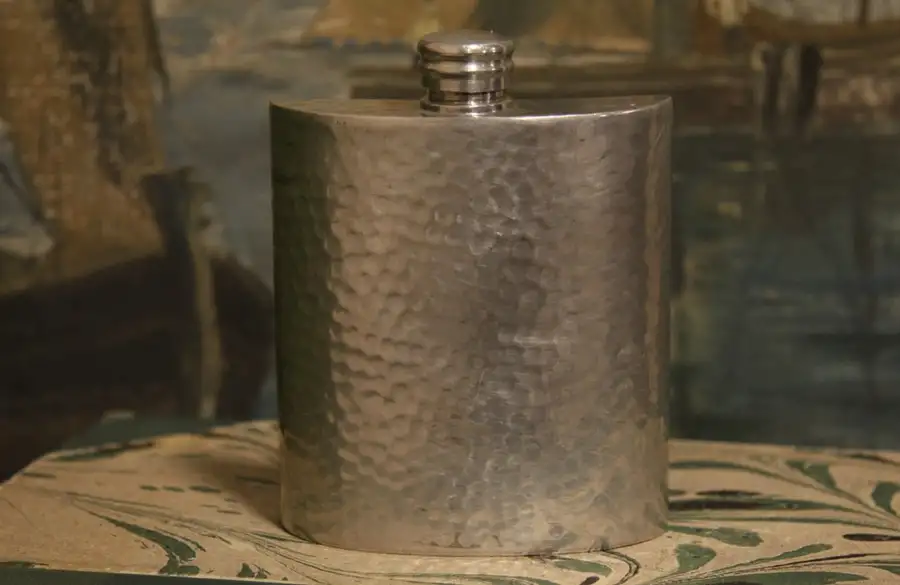 Main image of English Pewter Hammered Hip Flask