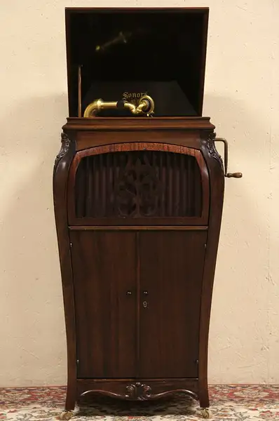 Main image of Sonora Antique 1915 Phonograph Wind Up Record Player