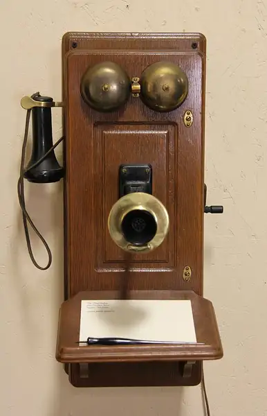 Main image of Oak Antique 1915 Wall Phone, Fitted as Radio