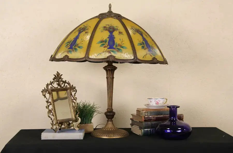 Main image of Lamp 1915 Antique, Reverse Painted Glass Shade