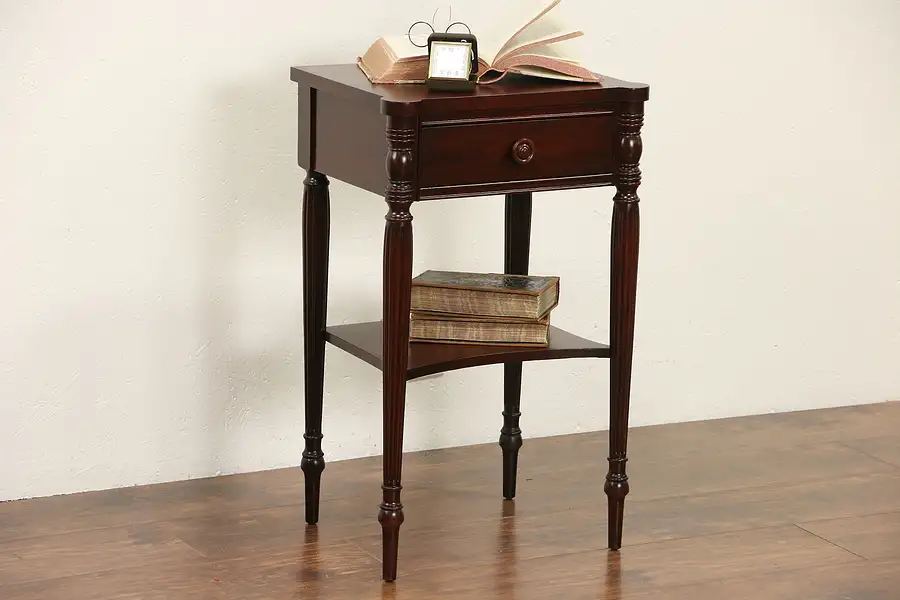 Main image of Traditional Sheraton Mahogany Nightstand, 1950 Vintage