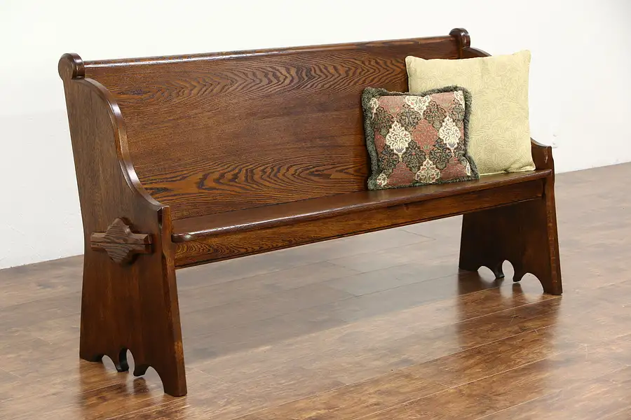 Main image of Oak 1880 Antique 67" Long Pew or Hall Bench