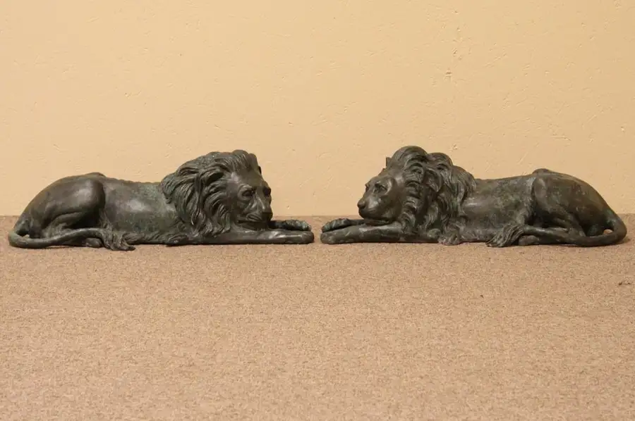 Main image of Pair of Bronze Lion Sculptures