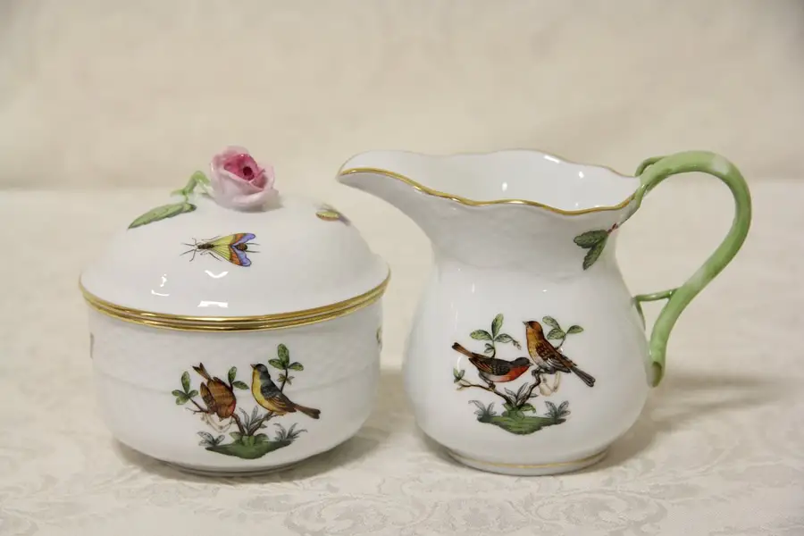 Main image of Herend Rothschild Bird Sugar with Cover and Creamer