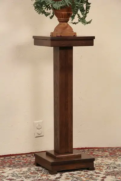 Main image of Arts & Crafts Mission Oak 1905 Antique Plant Stand Pedestal