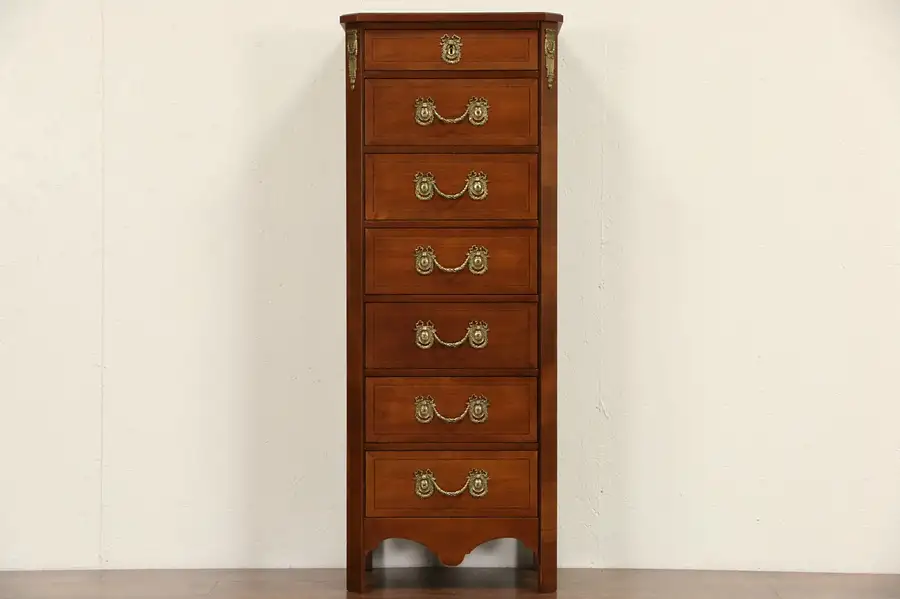 Main image of French 1940 Vintage Fruitwood Lingerie Chest or 7 Drawer Semainier