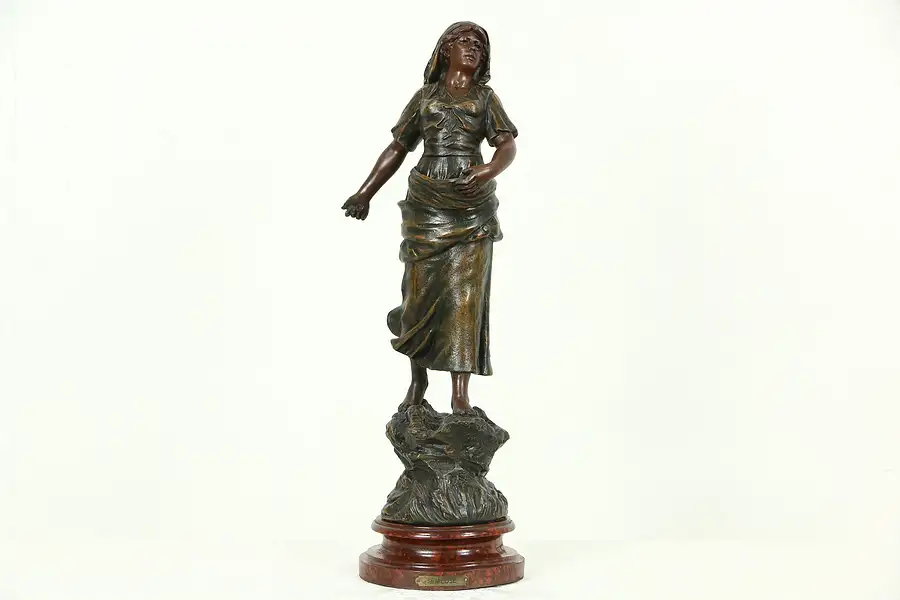 Main image of Sculpture of Semeuse or Sower, Antique French Statue, Signed Mestais