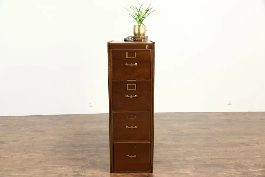 Main image of Library Bureau 1915 Antique Mahogany 4 Drawer File Cabinet