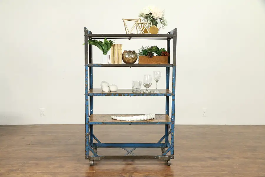 Main image of Iron Industrial Salvage Vintage Shelf Unit, Bookcase, Wine or Pantry Rack